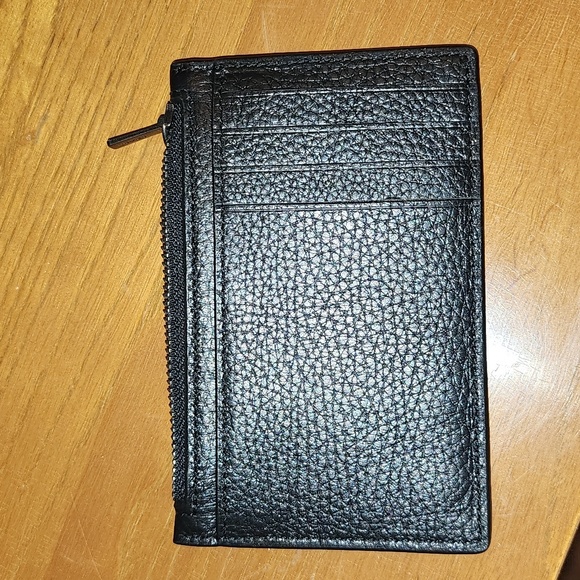 NEW Coach Zip Card Case Wallet Black Pebbled Leather - Picture 5 of 6